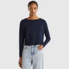 Dark blue long fiber cotton t-shirt