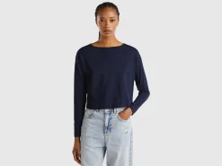 Dark blue long fiber cotton t-shirt