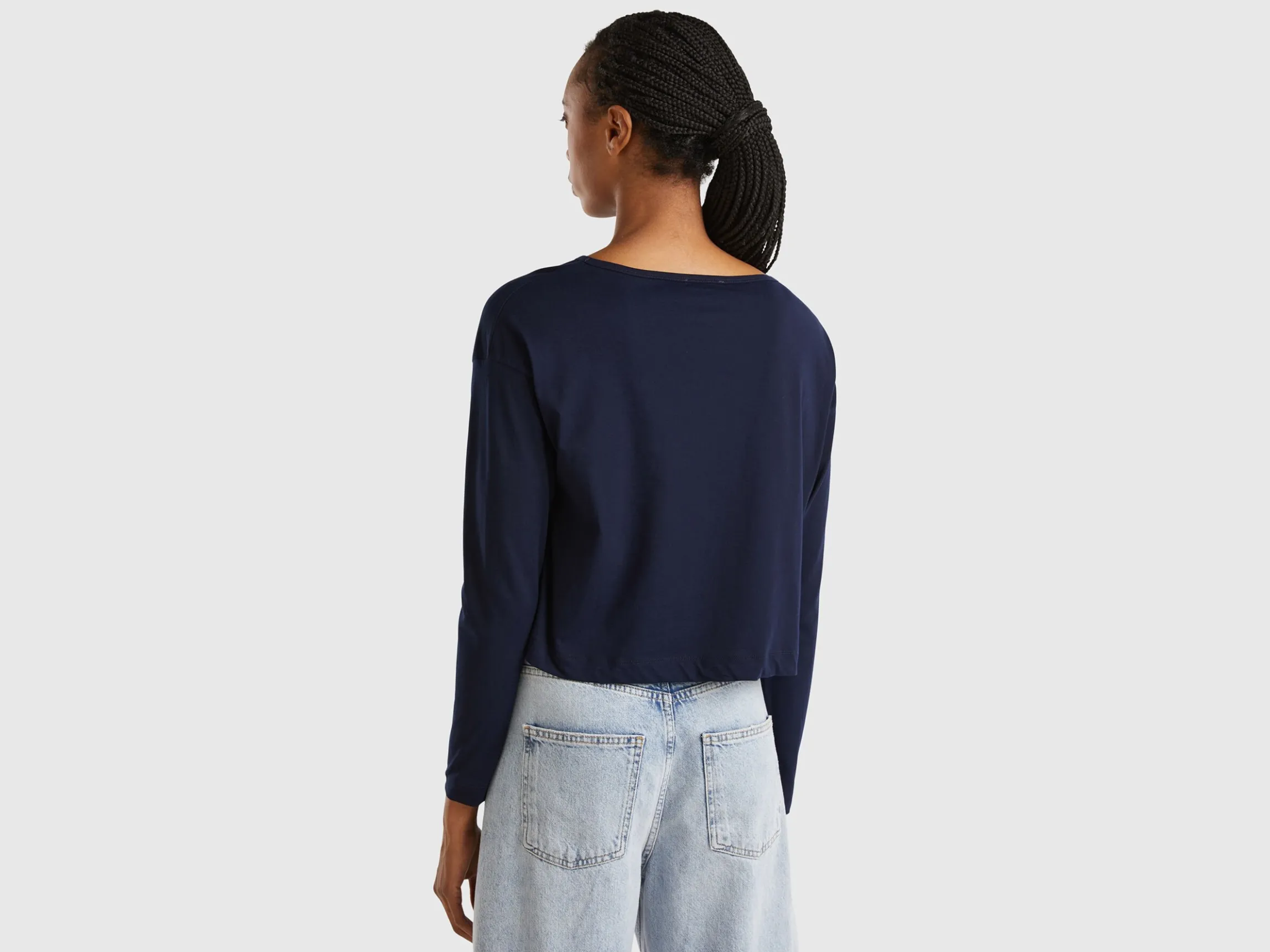 Dark blue long fiber cotton t-shirt