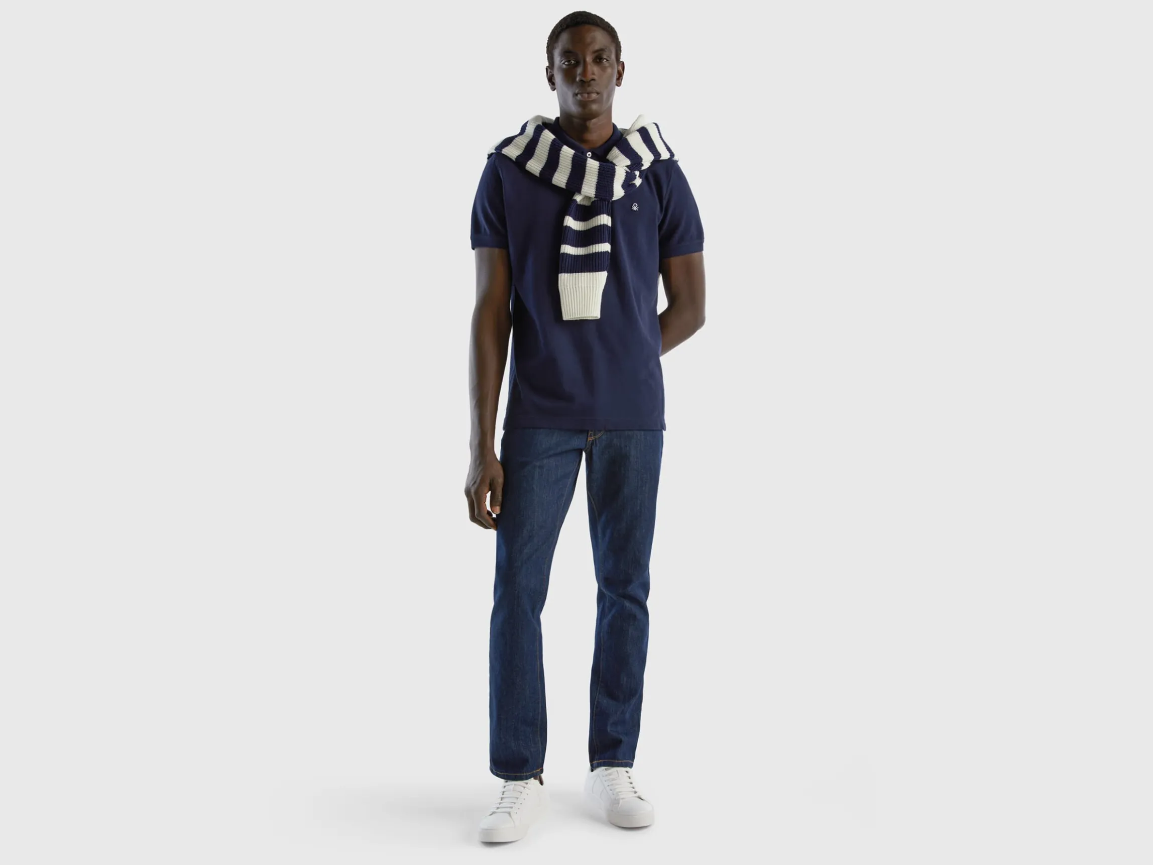 Dark blue regular fit polo