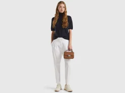 Dark blue short sleeve turtleneck in cashmere blend