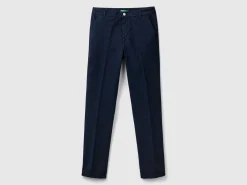 Dark blue slim fit cotton chinos