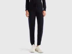 Dark blue sporty trousers in cashmere blend