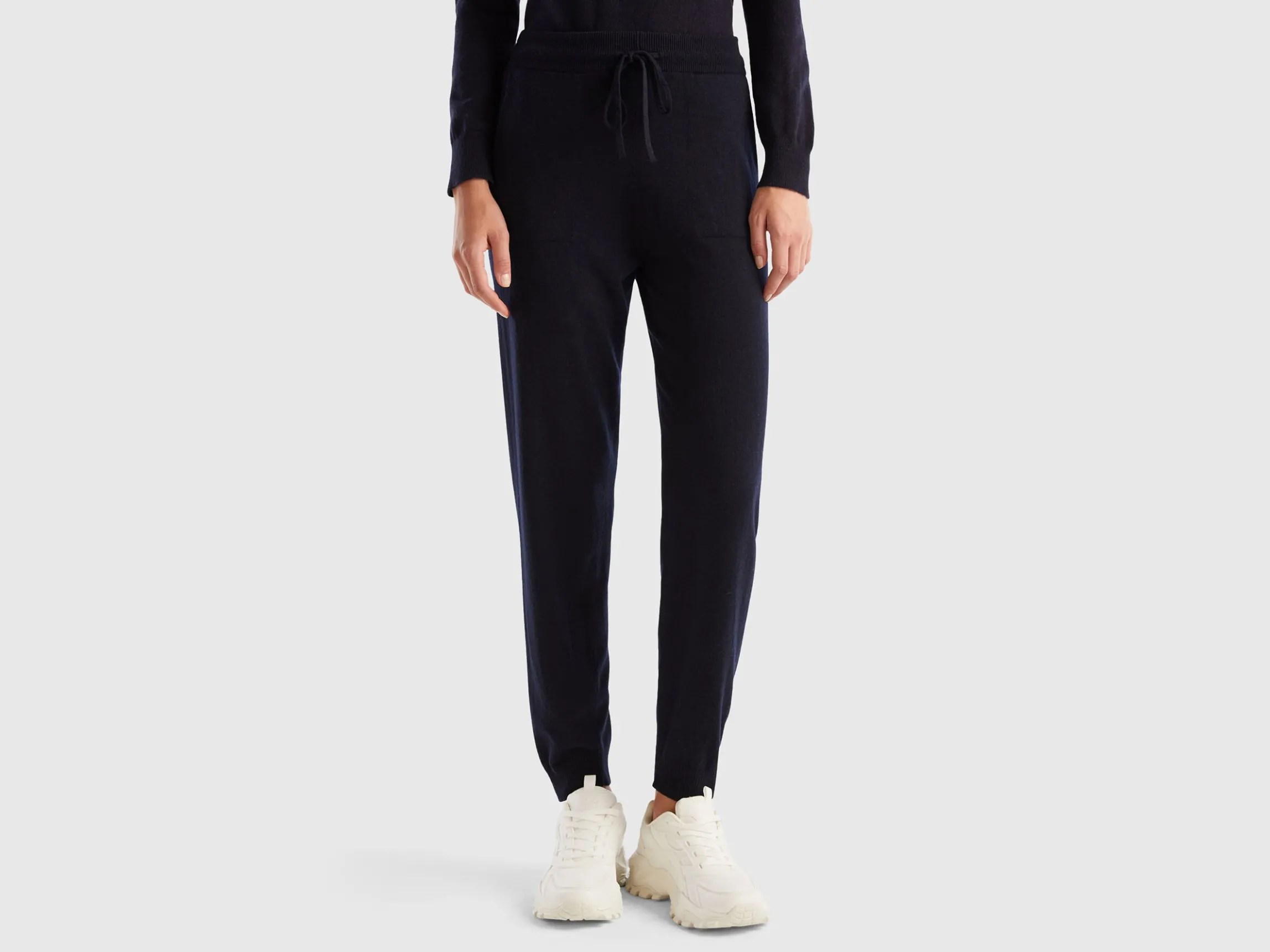 Dark blue sporty trousers in cashmere blend
