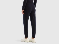 Dark blue sporty trousers in cashmere blend