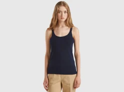 Dark blue tank top in pure cotton