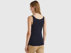 Dark blue tank top in pure cotton