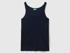 Dark blue tank top in pure cotton