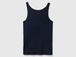 Dark blue tank top in pure cotton