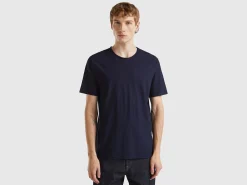 Dark blue t-shirt in slub cotton