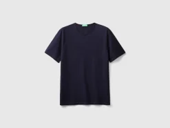 Dark blue t-shirt in slub cotton