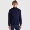 Dark blue turtleneck in pure Merino wool