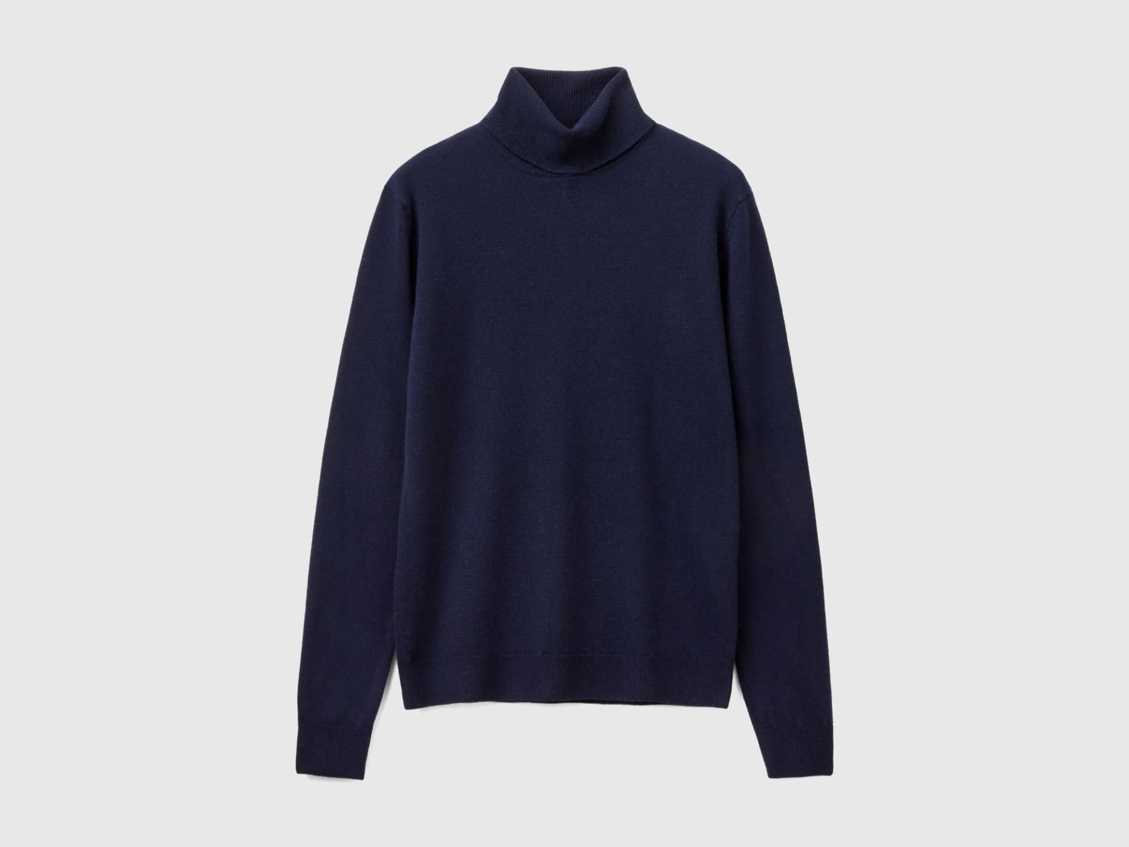 Dark blue turtleneck sweater in pure Merino wool