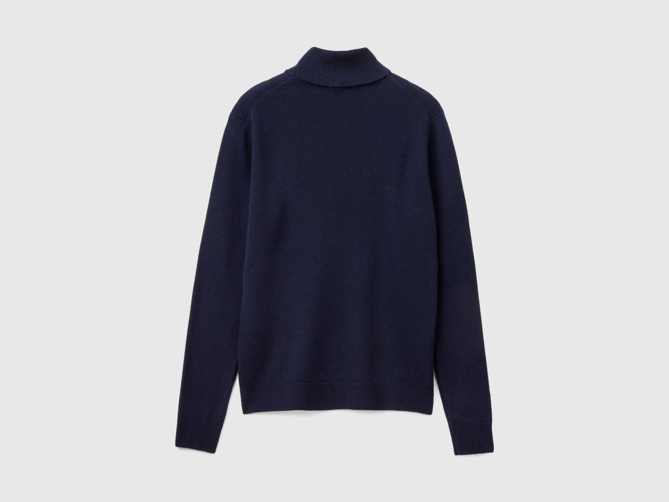 Dark blue turtleneck sweater in pure Merino wool