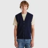 Dark blue vest in pure Merino wool