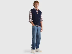 Dark blue vest in pure Merino wool