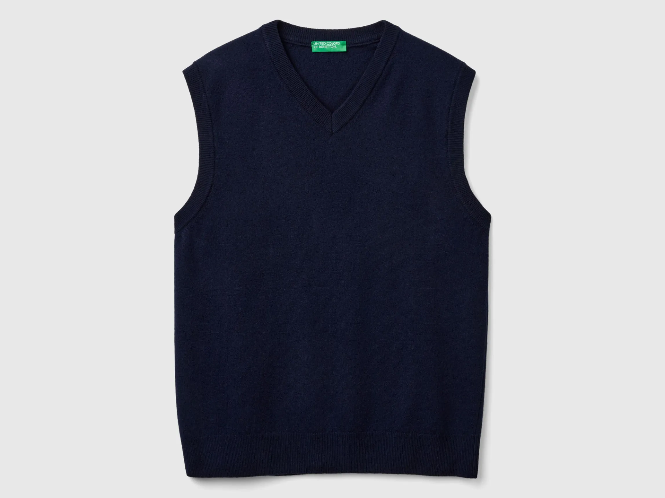 Dark blue vest in pure Merino wool