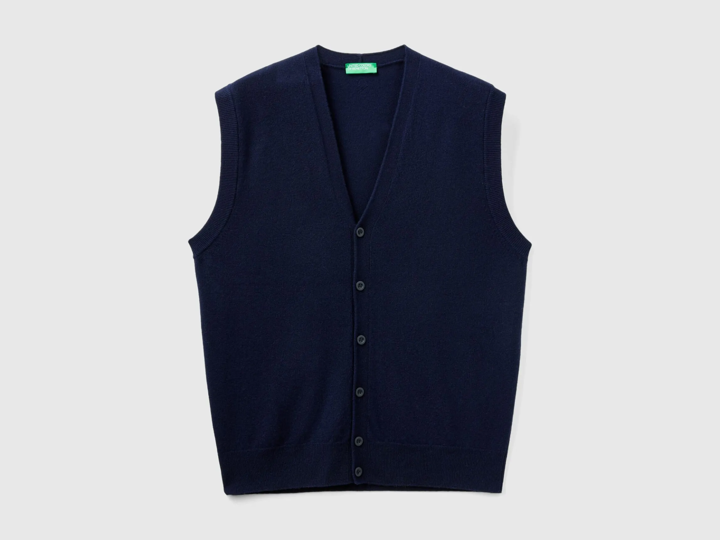 Dark blue vest in pure Merino wool