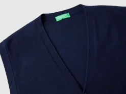 Dark blue vest in pure Merino wool