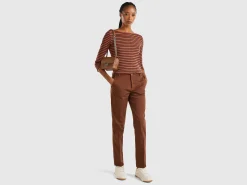Dark brown slim fit cotton chinos