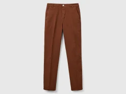 Dark brown slim fit cotton chinos