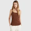Dark brown tank top in pure cotton
