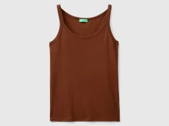 Dark brown tank top in pure cotton