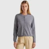 Dark gray cardigan in pure Merino wool