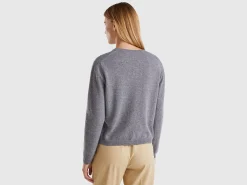 Dark gray cardigan in pure Merino wool