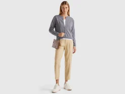 Dark gray cardigan in pure Merino wool
