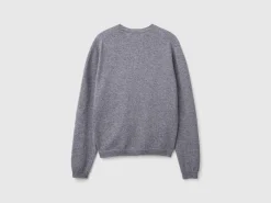 Dark gray cardigan in pure Merino wool