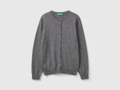 Dark gray cardigan in wool and cashmere blend