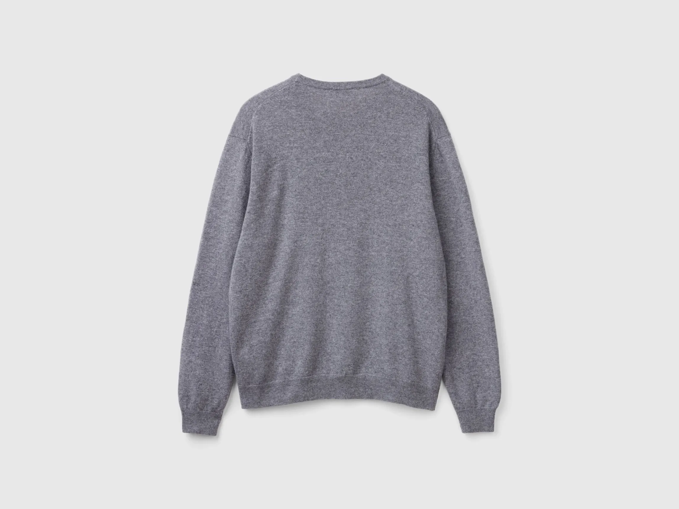 Dark gray crew neck sweater in pure Merino wool