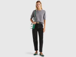 Dark gray short sleeve sweater in pure Merino wool