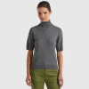 Dark gray short sleeve turtleneck in cashmere blend