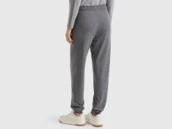 Dark gray sporty trousers in cashmere blend
