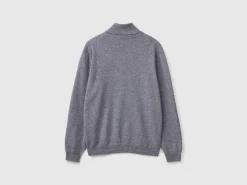 Dark gray turtleneck in pure Merino wool