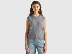 Dark gray vest in pure Merino wool