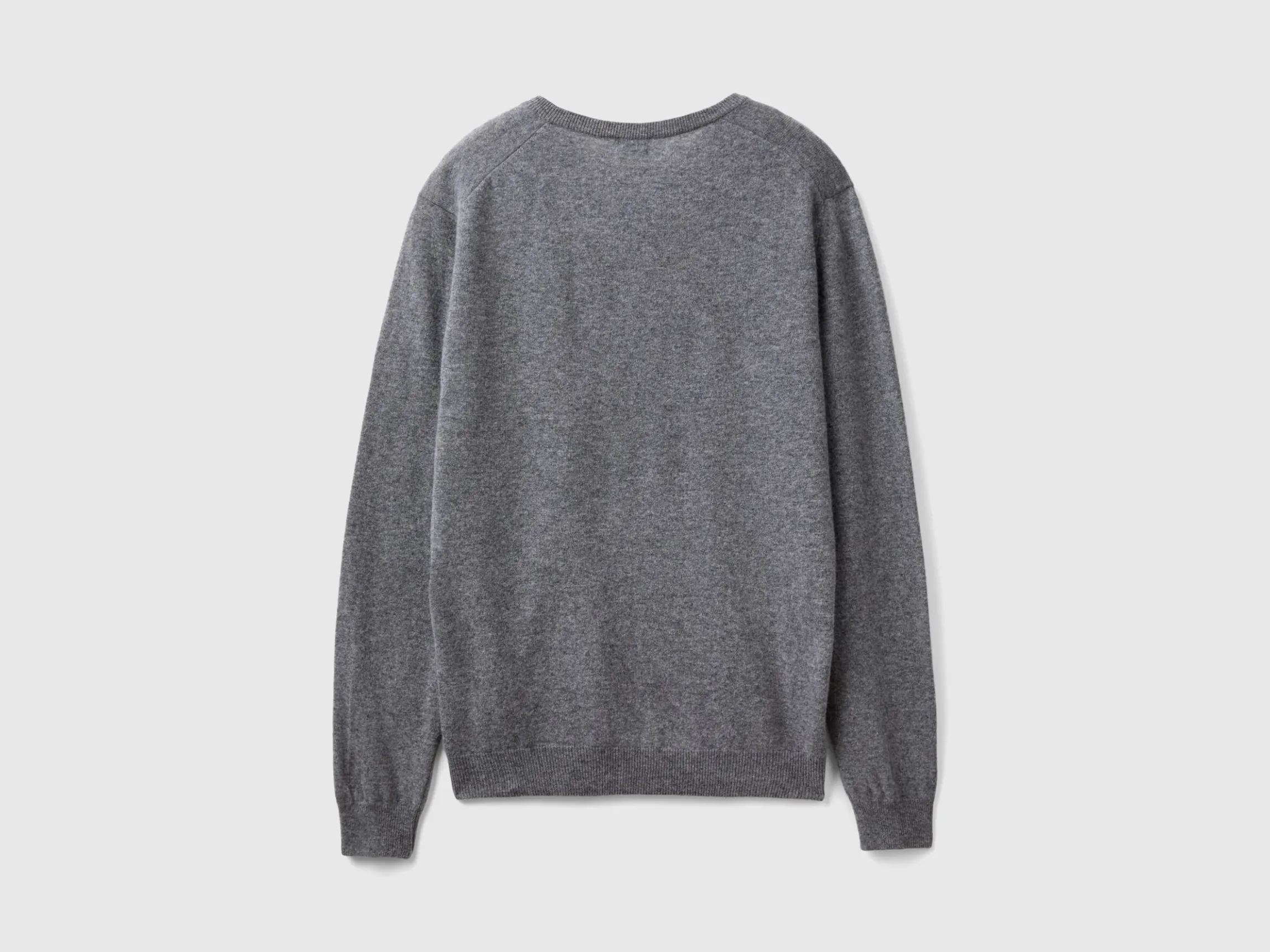 Dark gray V-neck sweater in pure Merino wool