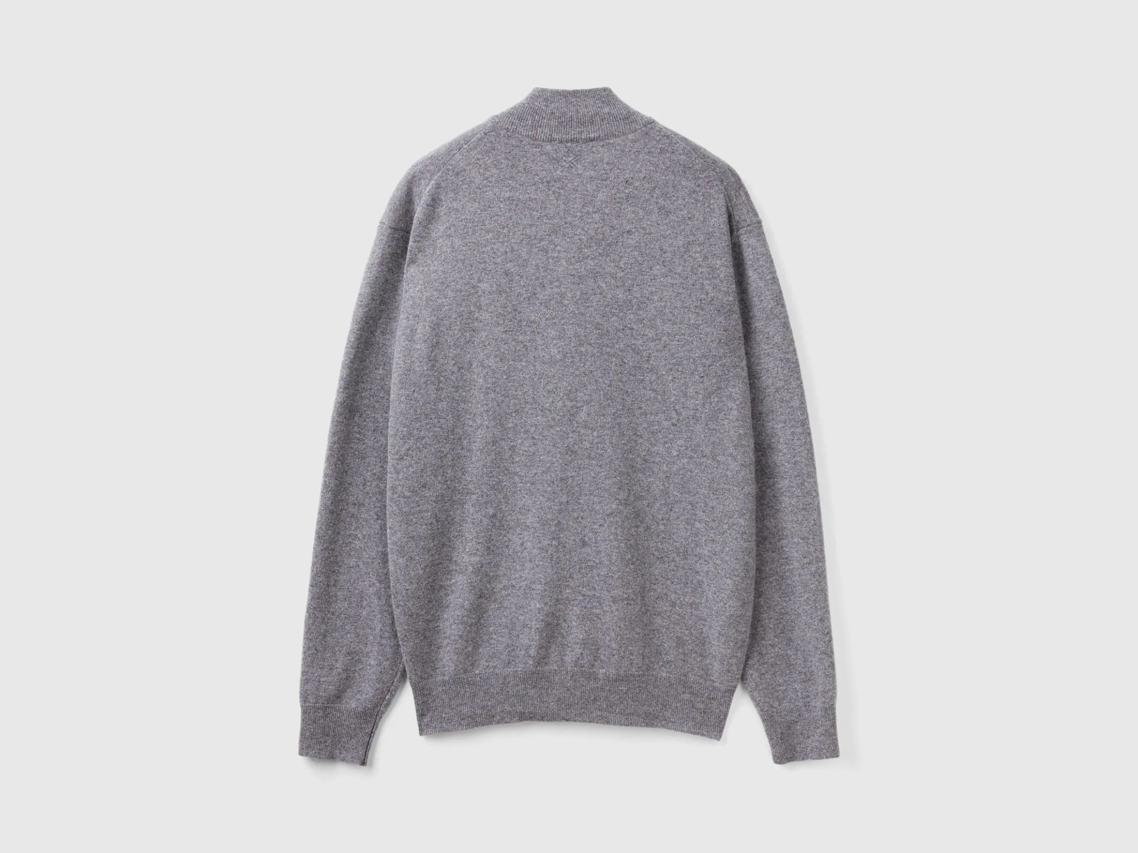 Dark gray zip-up cardigan in pure Merino wool