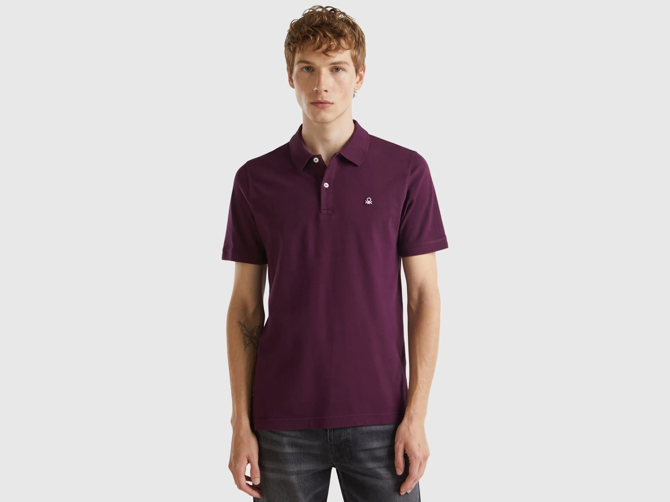 Dark purple slim fit polo