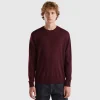 Dark purple sweater in pure Merino wool
