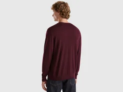 Dark purple sweater in pure Merino wool