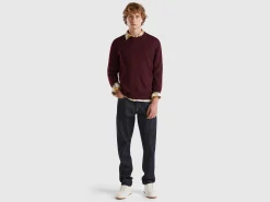 Dark purple sweater in pure Merino wool