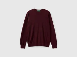 Dark purple sweater in pure Merino wool
