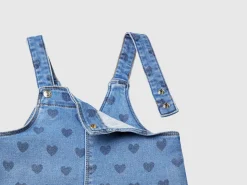 Denim dungaree skirt with hearts