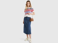 Denim midi skirt