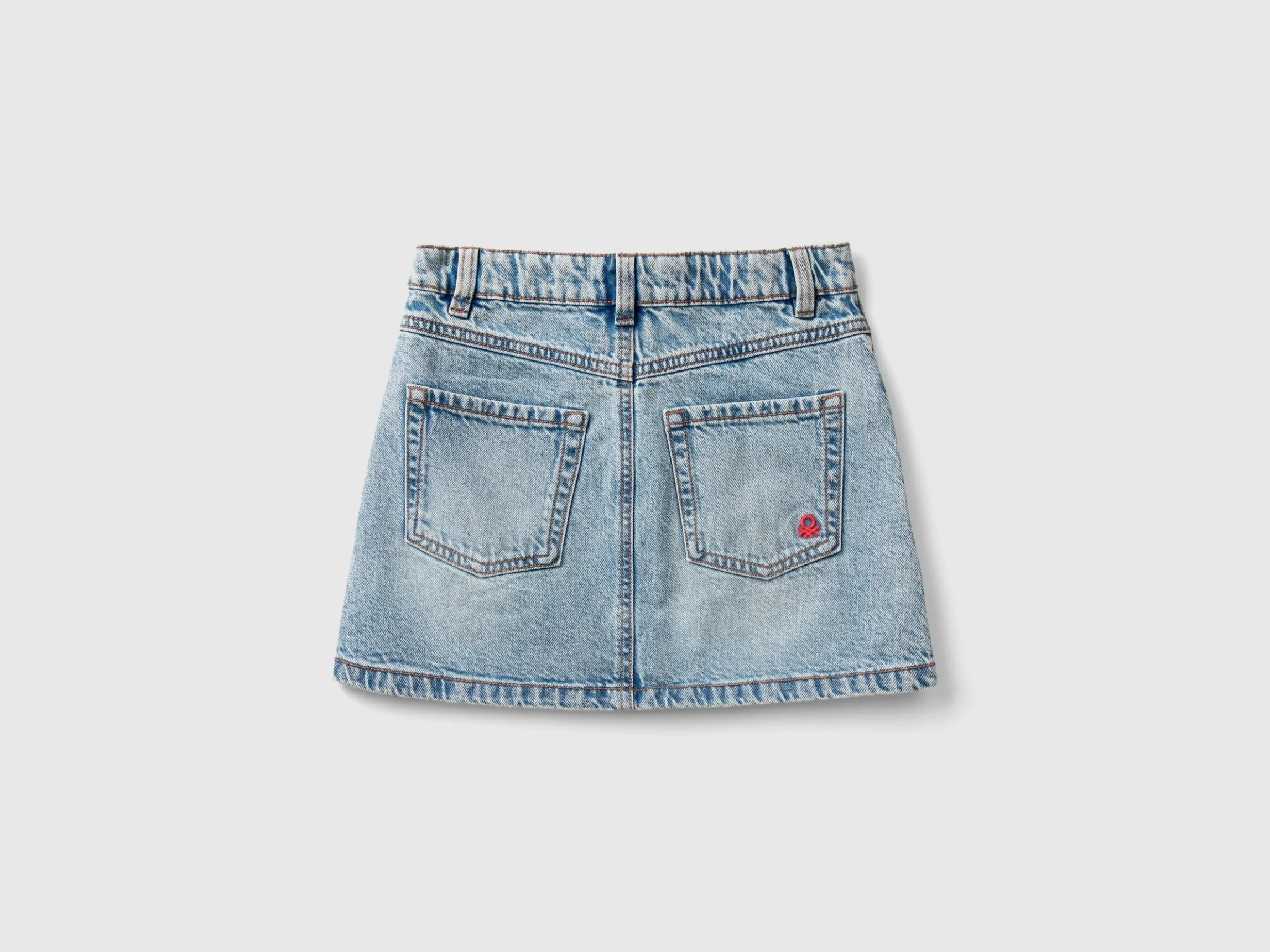 Denim mini skirt with rhinestones