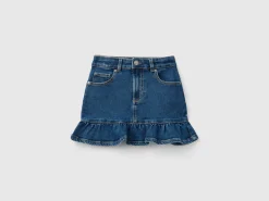 Denim miniskirt with frill