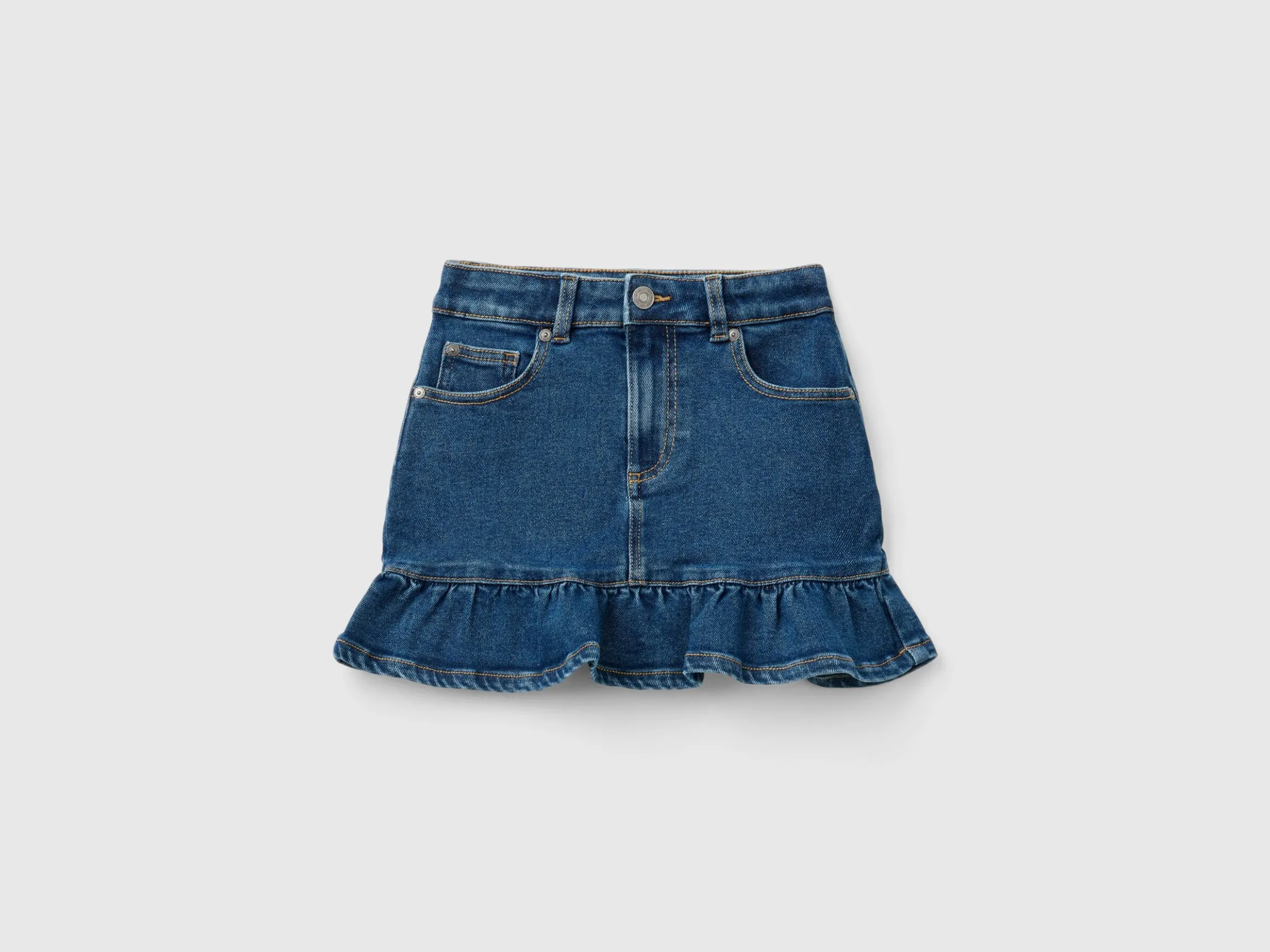 Denim miniskirt with frill
